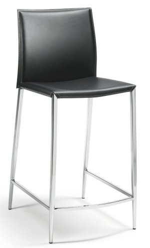 Tresenhocker mit Ech-Lederbezug schwarz