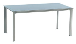 hochwertiger Gartentisch mit Schwarzglasplatte