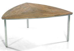 3-Eck-Gartentisch Edelstahlgestell mit robuster Tischplatte aus Old Teak massiv