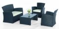 Lounge-Gruppe f&uuml;r den Garten: 2 Gartensessel, 1  Gartensofa und 1 Gartentisch mit Glasplatte 