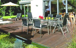 stabile Gartenm&ouml;bel im Aluminiumgestell steingrau