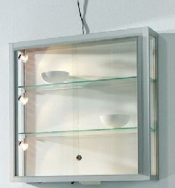 abschlie&szlig;bare Wandvitrine mit Schiebet&uuml;ren