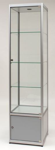 S&auml;ulenvitrine mit Stauraum