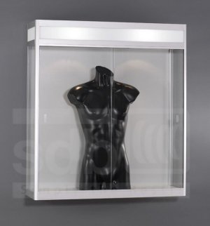abschließbare,Wandvitrine mit Werbebanner