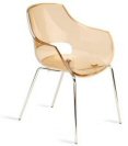 stapelbarer Armlehnen-Stuhl mit transparenter, goldener Sitzschale