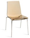 stapelbarer Stuhl mit transparenter, goldener Sitzfl&auml;che