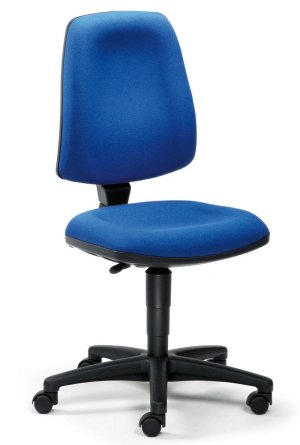 preiswerter und bequemer Schreibtischstuhl mit blauem Sitzbezug