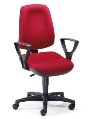 bequemer Schreibtischstuhl mit rotem Sitzbezug
