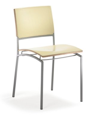 Design-Esstischstuhl Sitzbezug Echt-Leder cremefarben