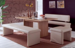 Sitbänke aus Kunstleder beige-farbig