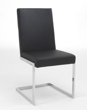 gepolsteter Freischwinger mit schwarzem Kunstleder