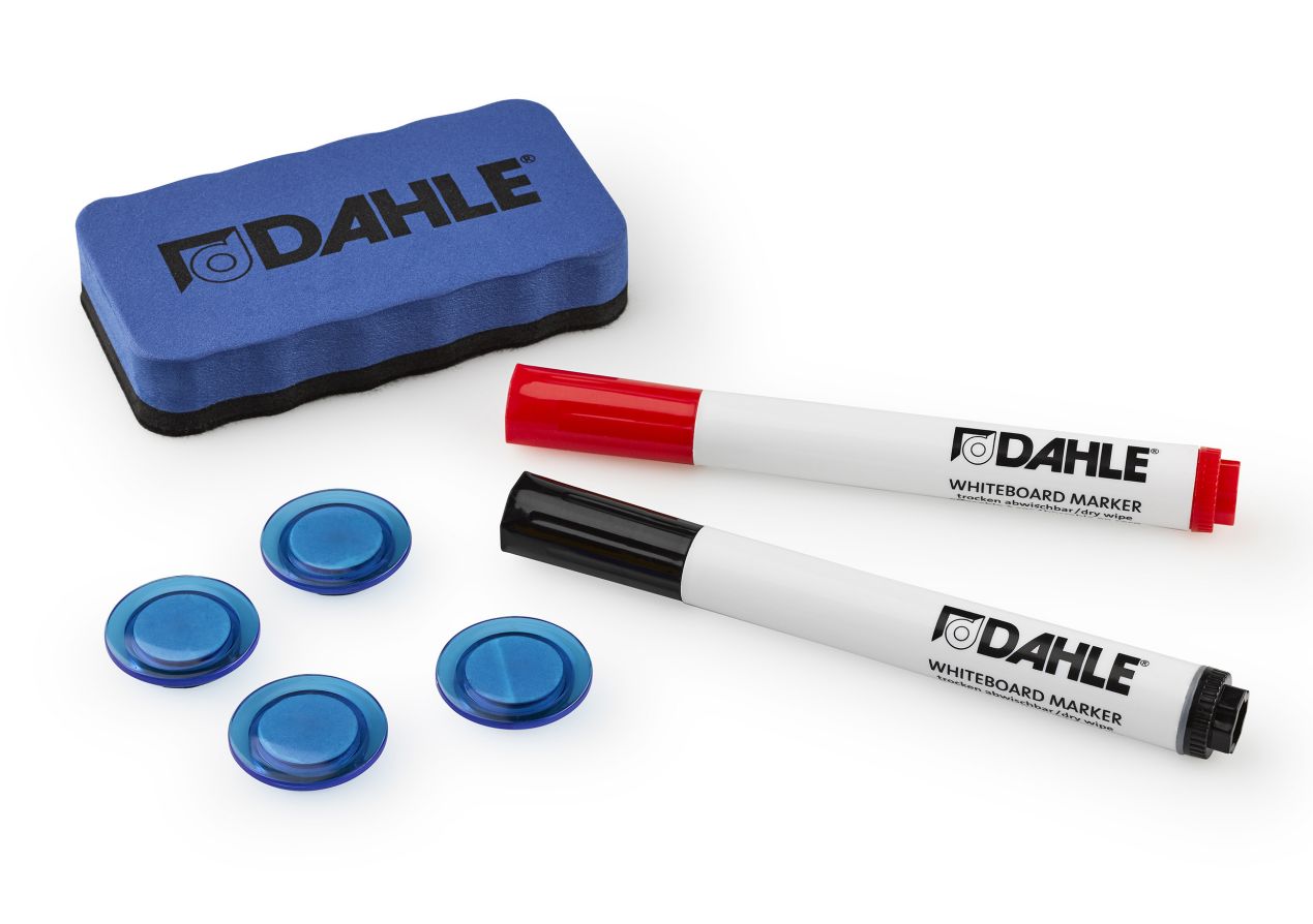 Wischer, Whiteboard-Marker und Haftmagnete für Whiteboard