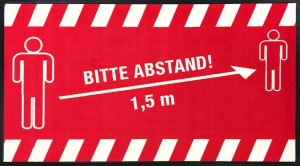 Abstandhalten-Hinweismatte als strapazierfähige Fußmatte 150 x 80 cm