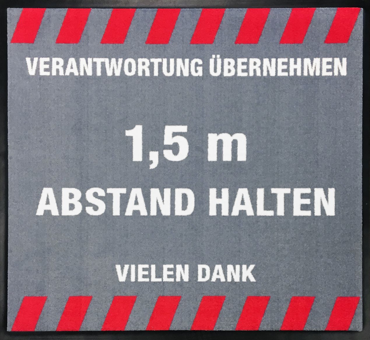 Hinweis-Fußmatte deutlich sichtbarer 1,5 Meter Abstandhalten-Hinweis und Antirutsch-Beschichtung