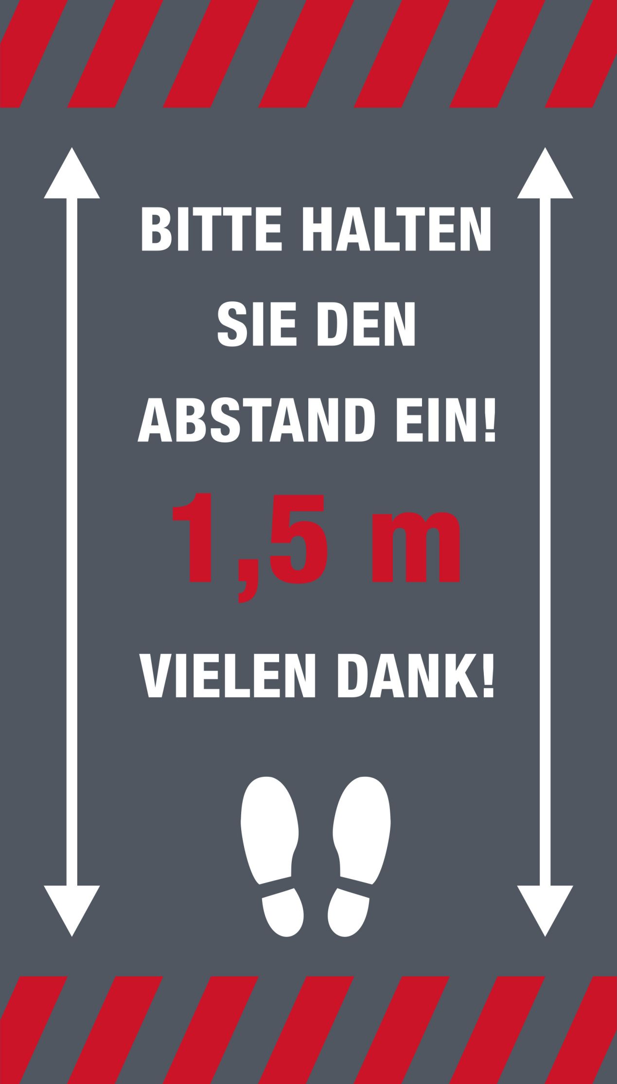 1,5 Meter lange Abstand-halten-Hinweismatte als Schmutzfangläufer