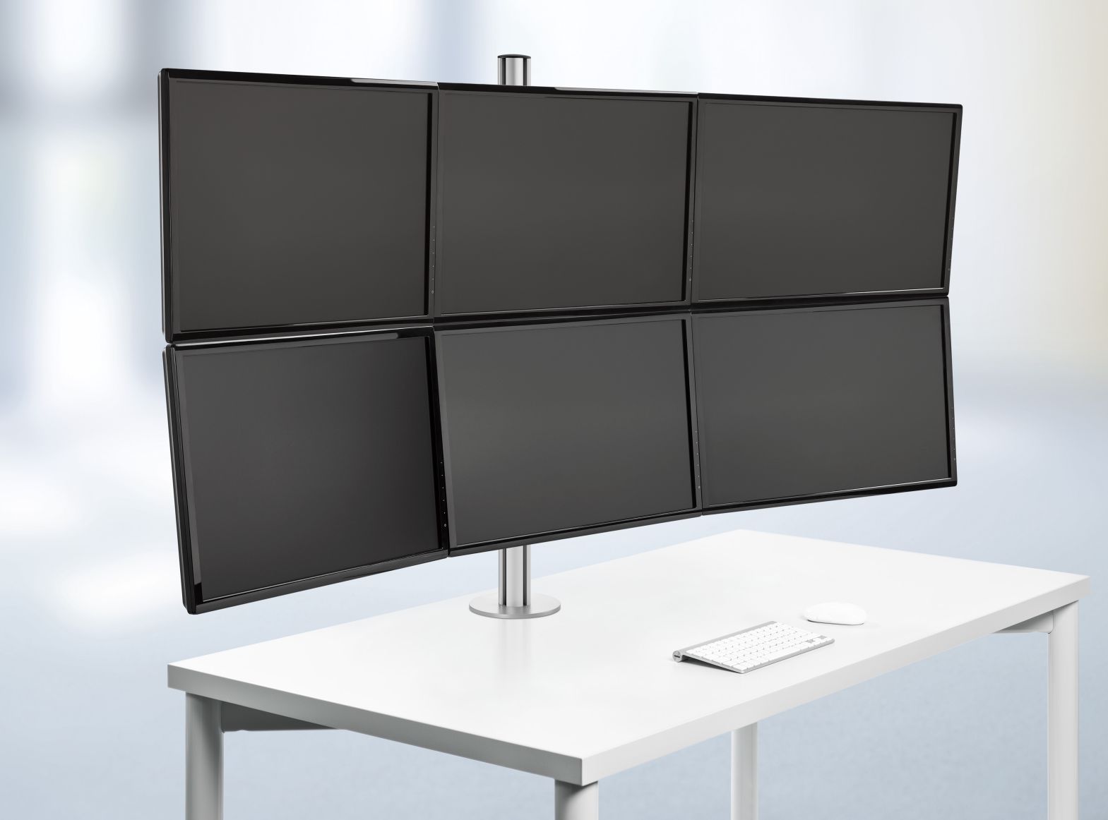 höhenverstellbare Schreibtischhalterung für 6 Computermonitore bis 30 Zoll