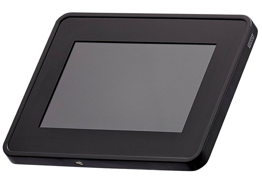 abschließbare neigbare Tablethalterung auf 1 Meter hohen Tablet-Standfuß abschließbare neigbare Tablethalterung auf 1 Meter hohen Tablet-Standfuß