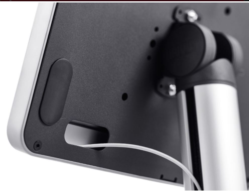 Tablet-Standfuß mit abschließbarer Tablet-Halterung und verdeckter Ladekabelführung