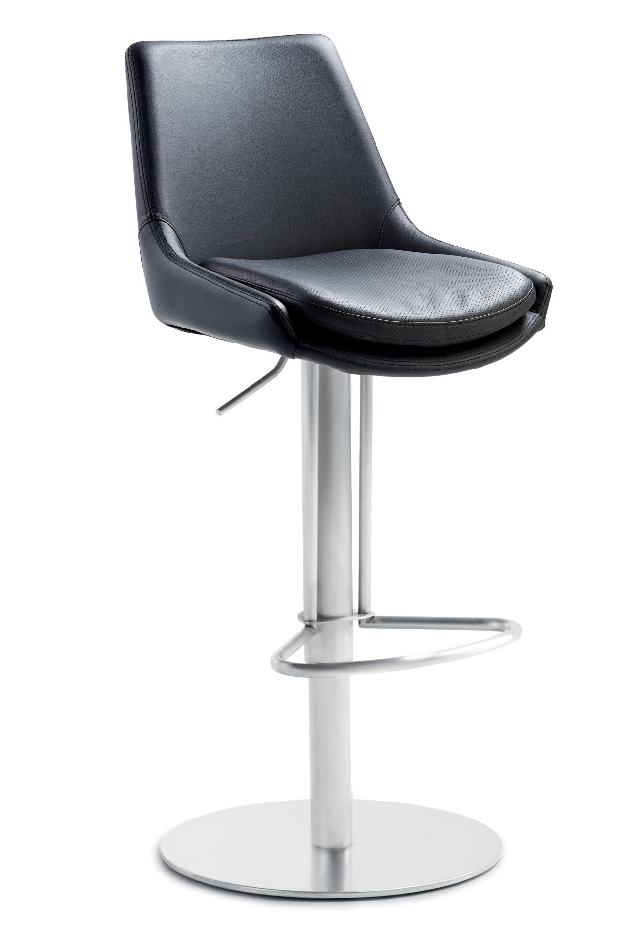 massiver Barhocker mitdrehbarem Schalensitz gepolstert