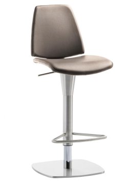 moderner Barhocker Sitzbezug Echt-Leder taupe
