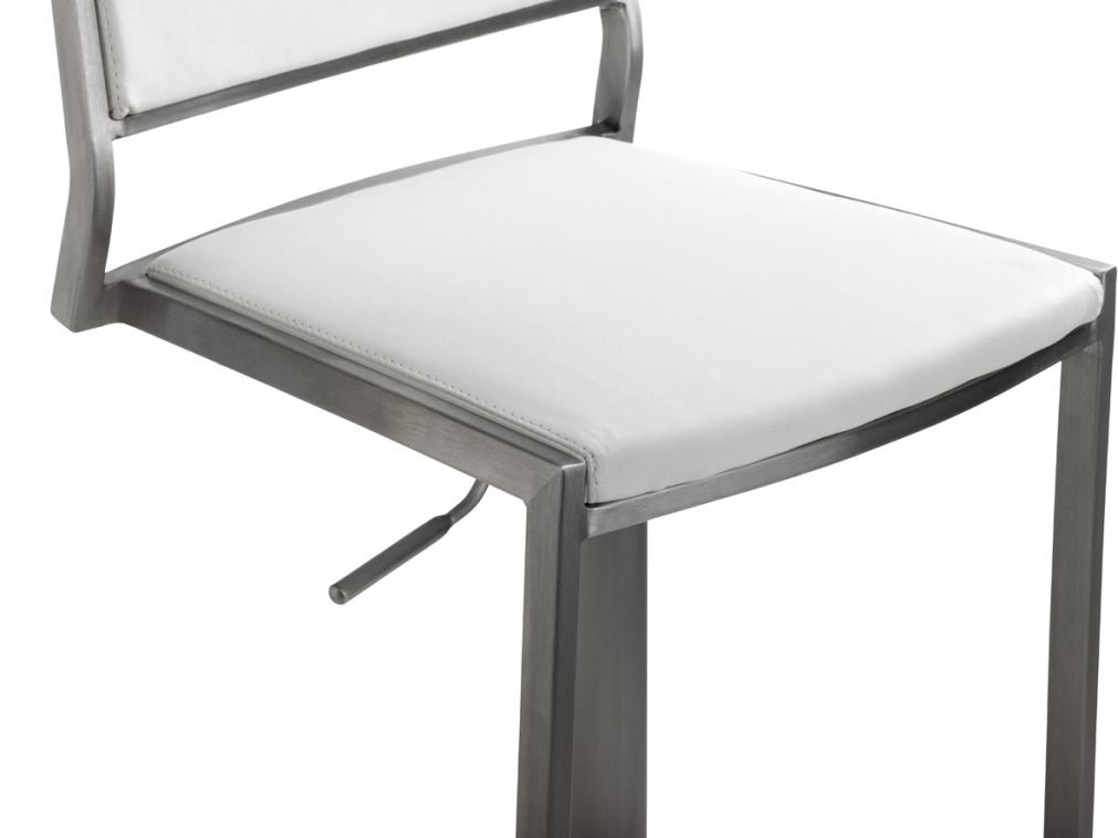 Barhocker mit gepolstertem weißem Sitz