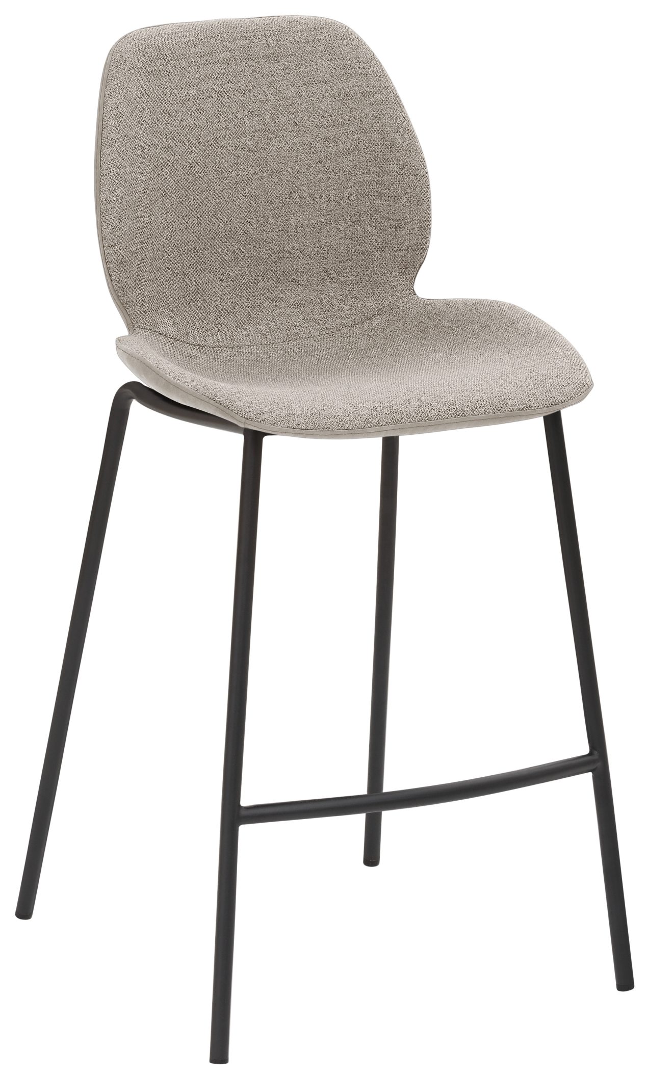 Tresenhocker mit niedrige Sitzhöhe gepolsterte Sitzschale aus schwarzem Metallgestell