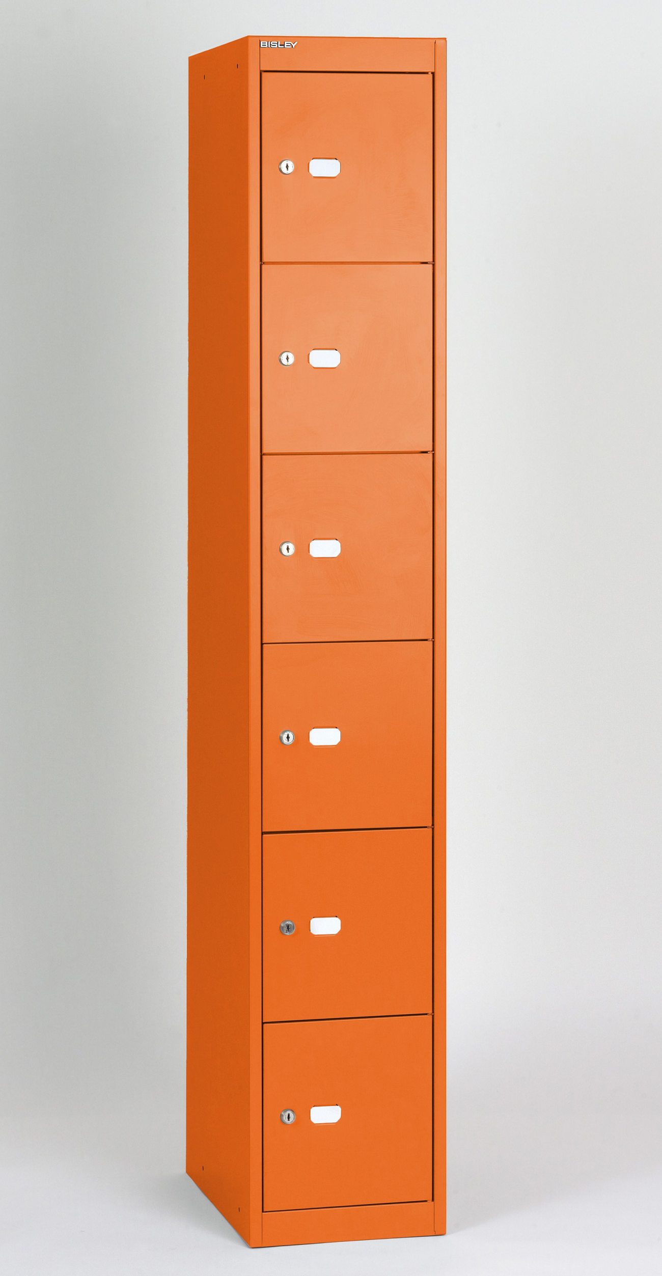 abschließbarer Wertsachenschrank aus robustem Stahl orange lackiert