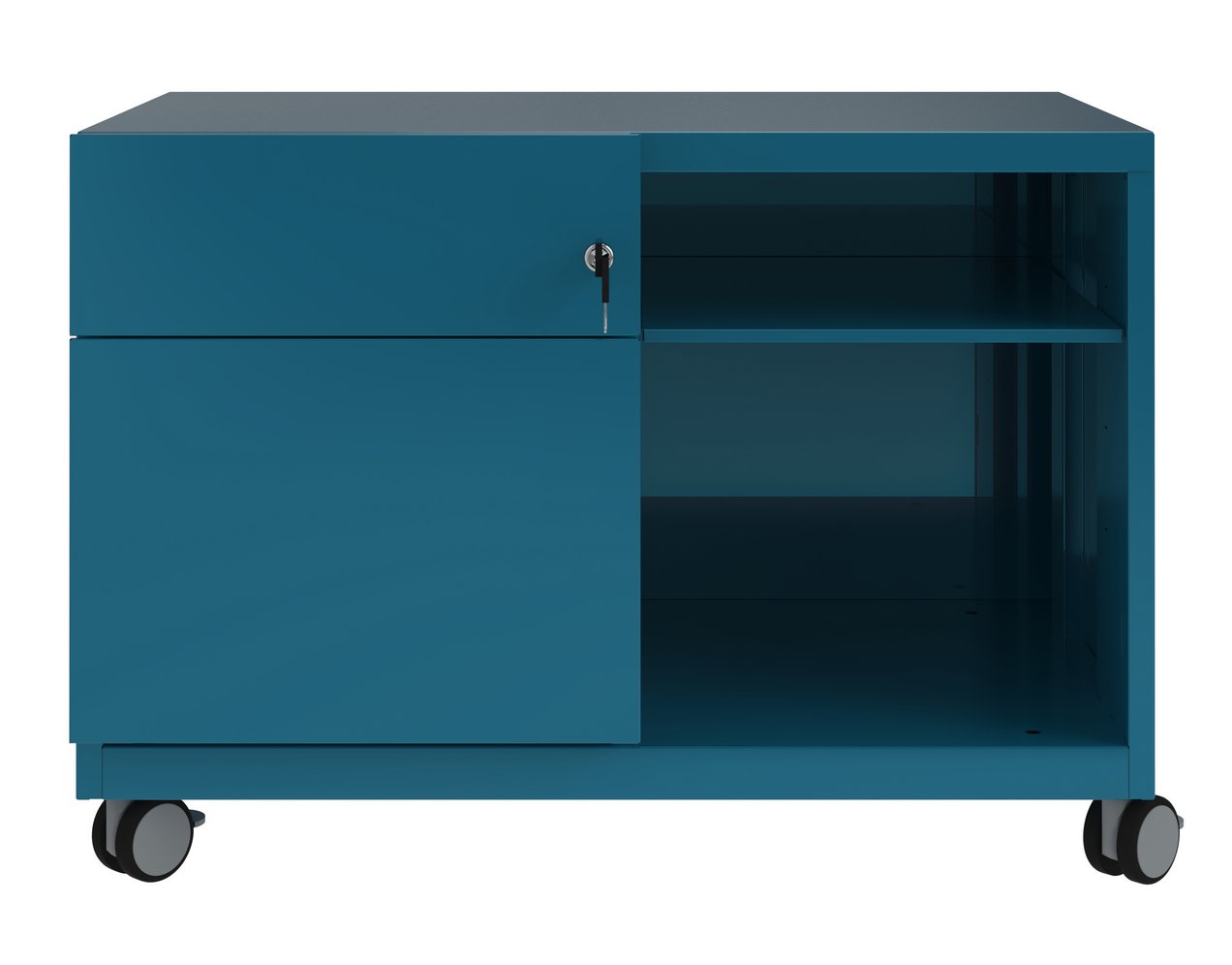 Schreibtisch-Stahlcontainer mit Hängemappen-Schublade abschließbar