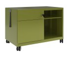 grüner Schreibtisch-Stahlcontainer anthrazit-grau