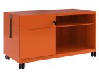 orangefarbener Schreibtisch-Rollcontainer mit Hängeregisterschublade