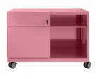 rosafarbener Schreibtisch-Rollcontainer mit Hängeregisterschublade