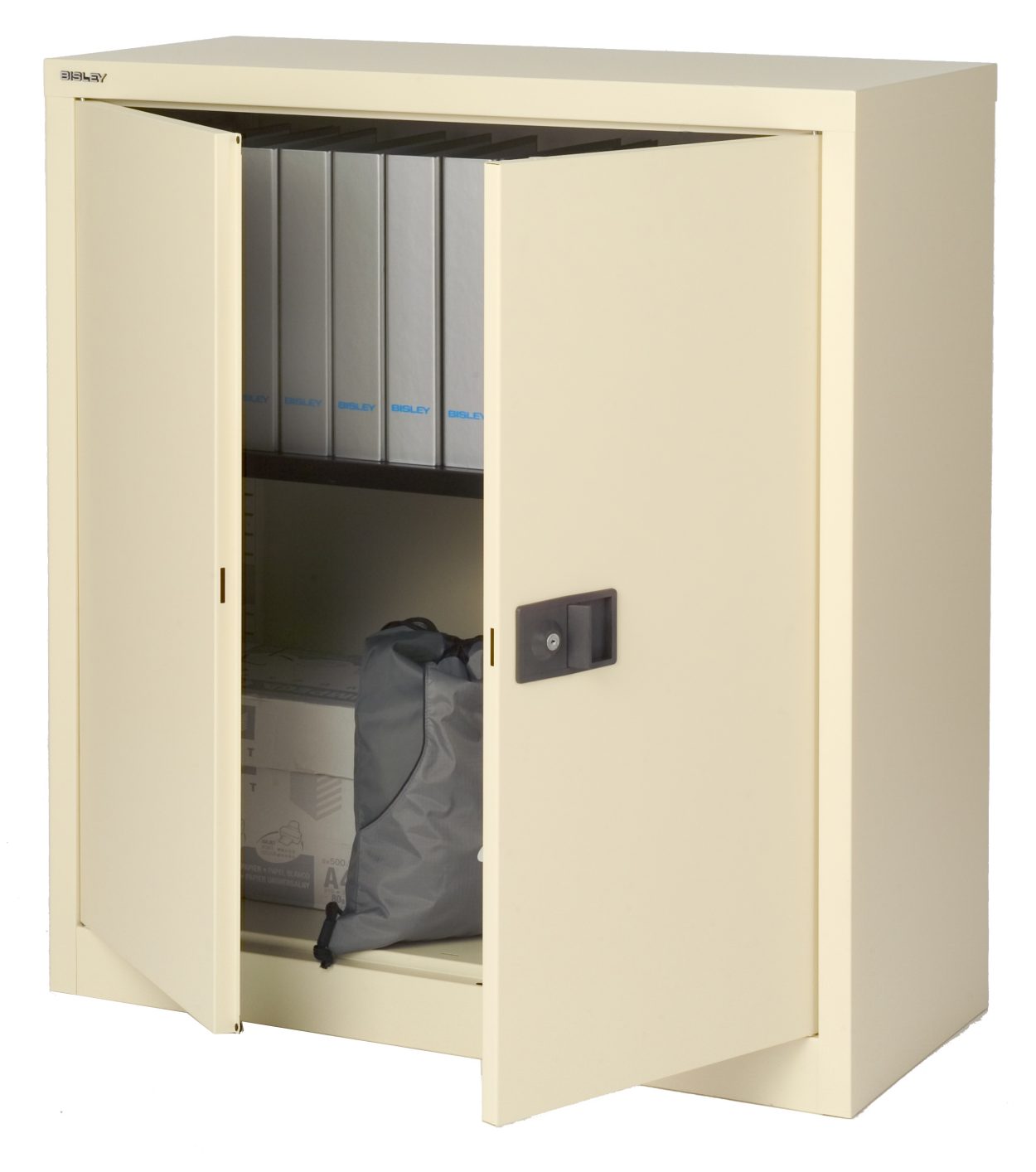 abschließbarer Büro-Stahlschrank elfenbeinfarbig lackiert