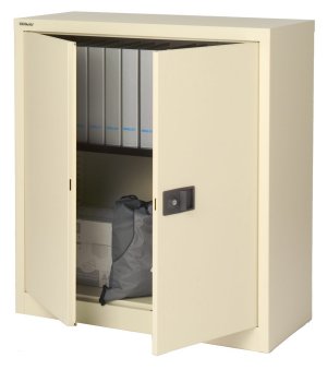 abschließbarer Büro-Stahlschrank elfenbeinfarbig lackiert