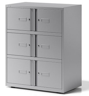 Schließfach-Stahlschrank silber lackiert