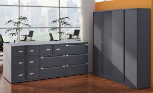 anthrazitfarbener Büro-Stahlschrank