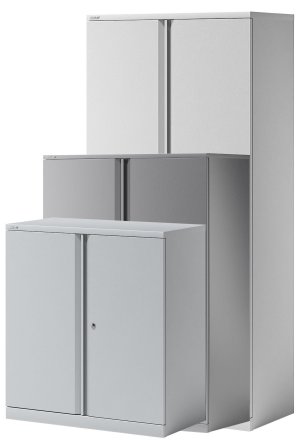 hochwertiger Büroschrank aus Metall mit abschließbaren Flügeltüren