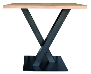 massiver Stehtisch rechteckige Eichenholz-Tischplatte auf Blankstahlgestell