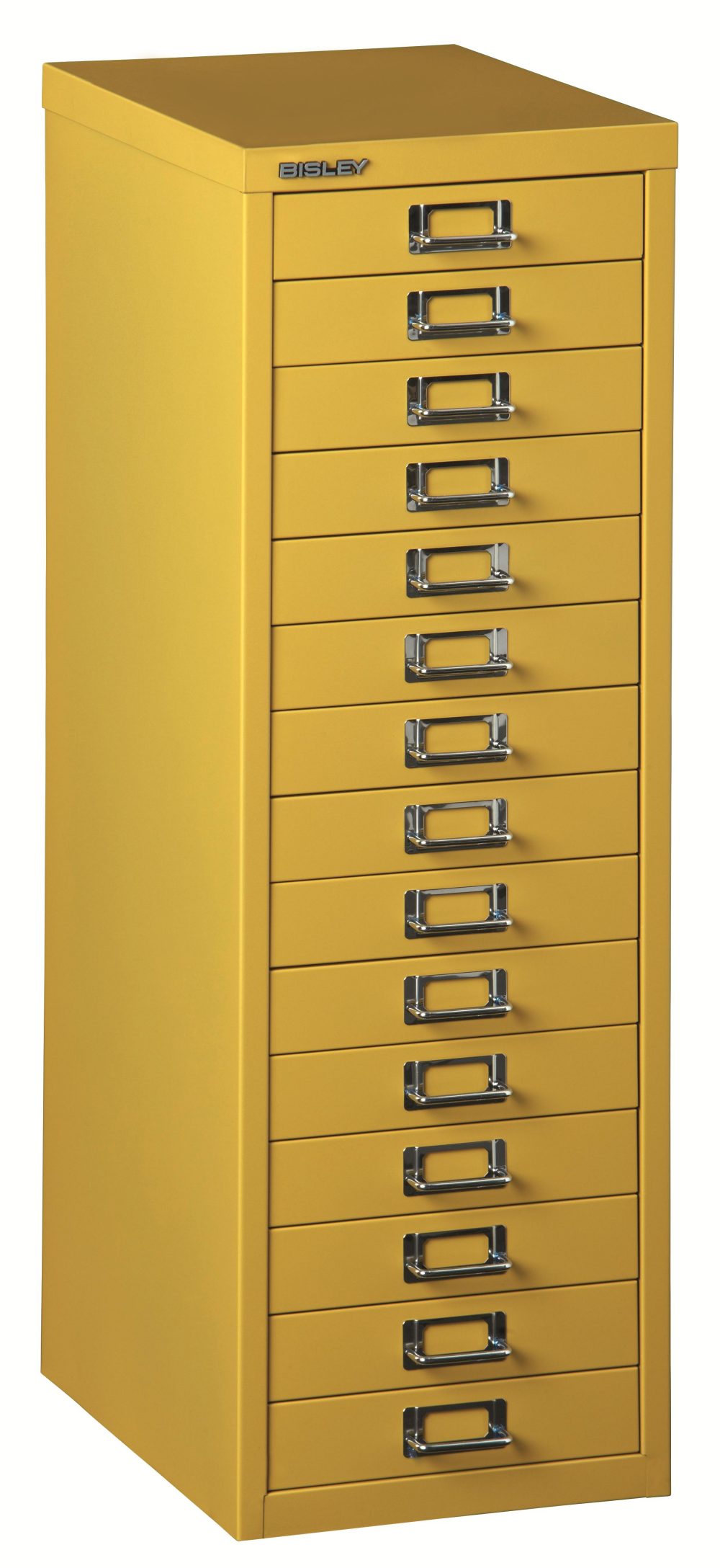 gelber Schubladen-Stahlschrank für Büroutensilien