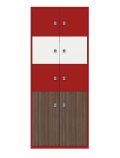 Schließfachschrank mit 4 Schließfächern und 2 Schubladen