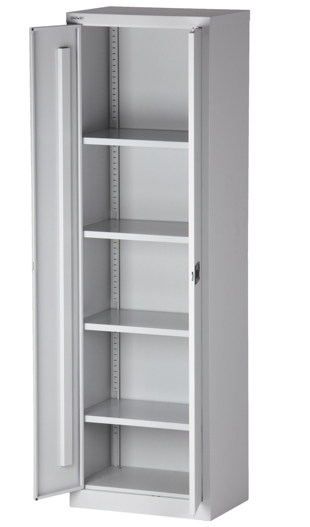 hellgrauer Büro-Stahlschrank abschließbar