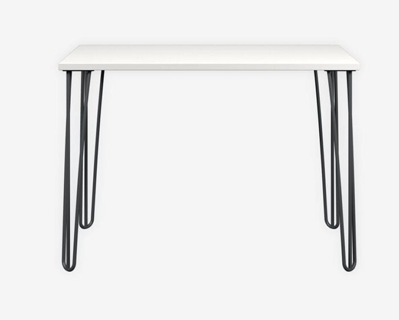 schöner Schreibtisch (105 x 60 cm) für Homeoffice Stahl-Tischbeine massive Holztischplatte