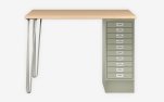 Homeoffice-Schreibtisch mit Schreibtischcontainer gänsegrau