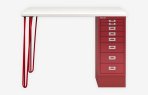 Homeoffice-Schreibtisch mit Schreibtischcontainer kardinalrot
