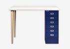 Homeoffice-Schreibtisch mit Schubladenschrank dunkelblau