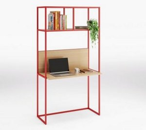 platzsparender Schreibtisch mit Regalfächer geringe Stelltiefe für Homeoffice