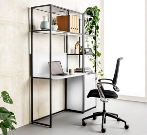 Homeoffice-Büromöbel-Set Schreibtisch Büroschrank wenig Raumbedarf viel Ablageflächer