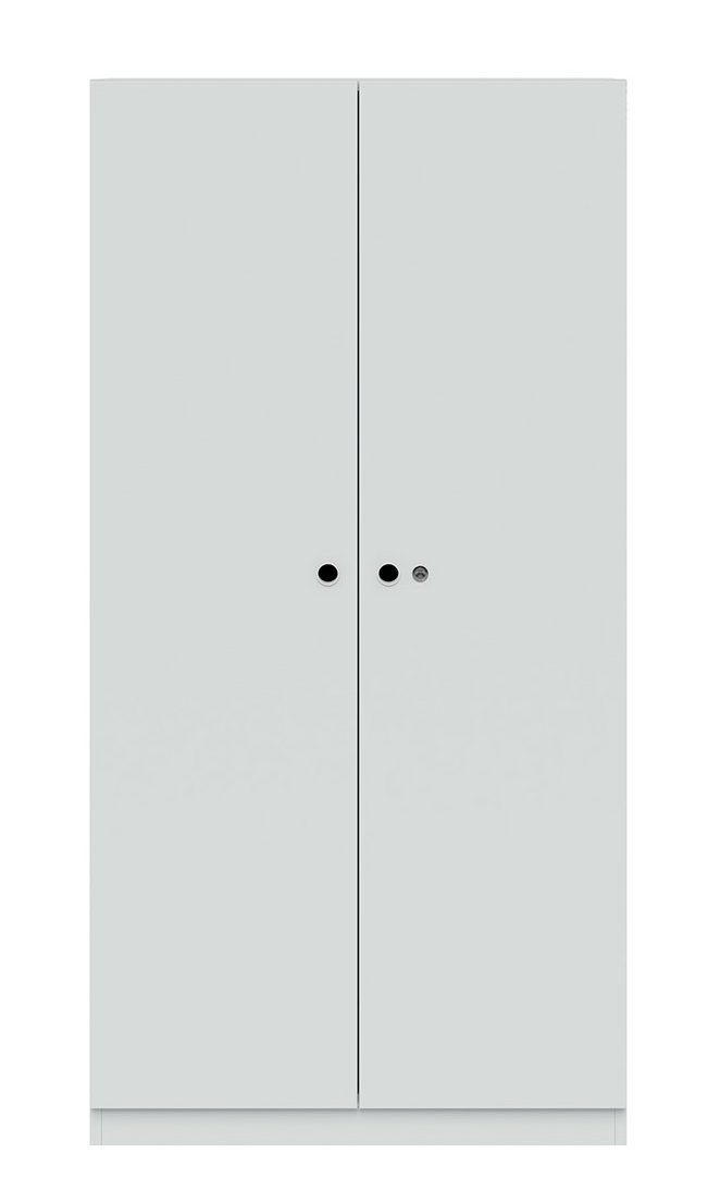 weißer Büroschrank aus massiven Holz mit Zylinderschloss abschließbar