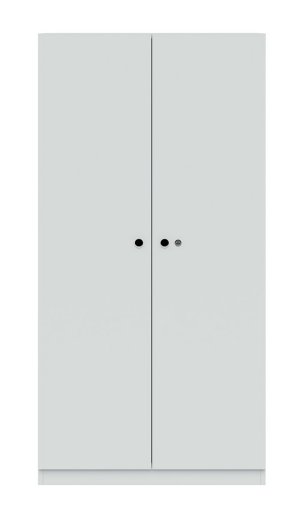 weißer Büroschrank mit abschließbaren Soft-Close-Flügeltüren