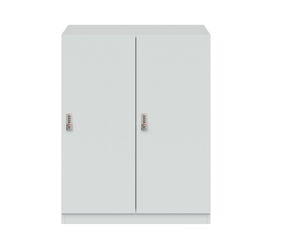 kleiner weißer Schließfachschrank mit 2 Schließfächer Zahlenkombinationsschlösser