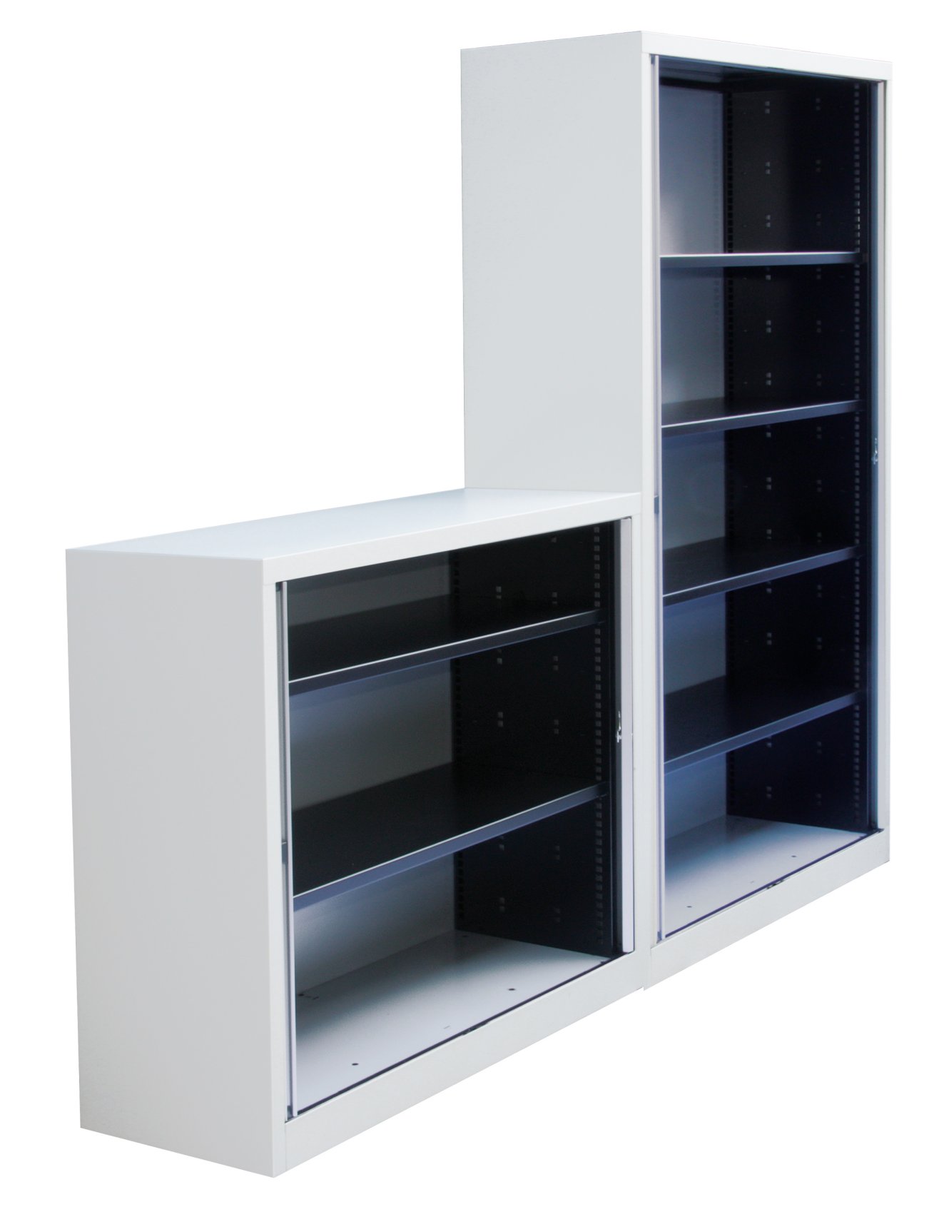Rollladen-Stahlschrank seitlich komplett einrollbar